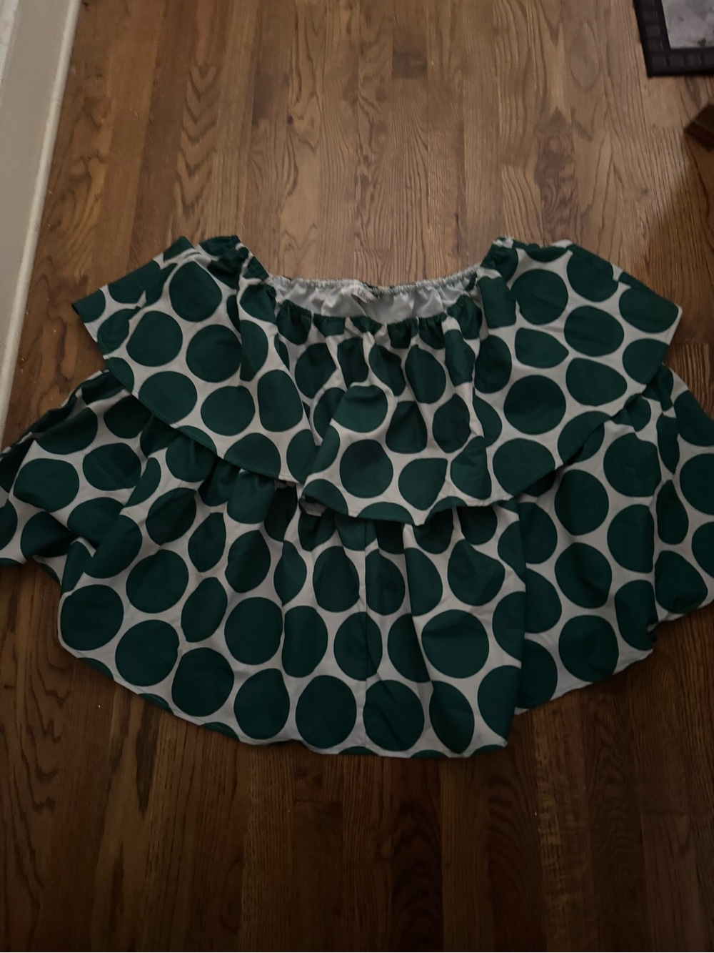 Green Polka Dot Off-Shoulder Blouse